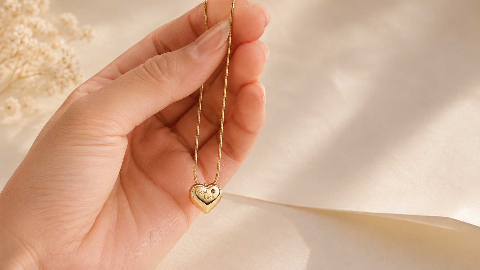 The Letter Heart held lightly between fingertips.