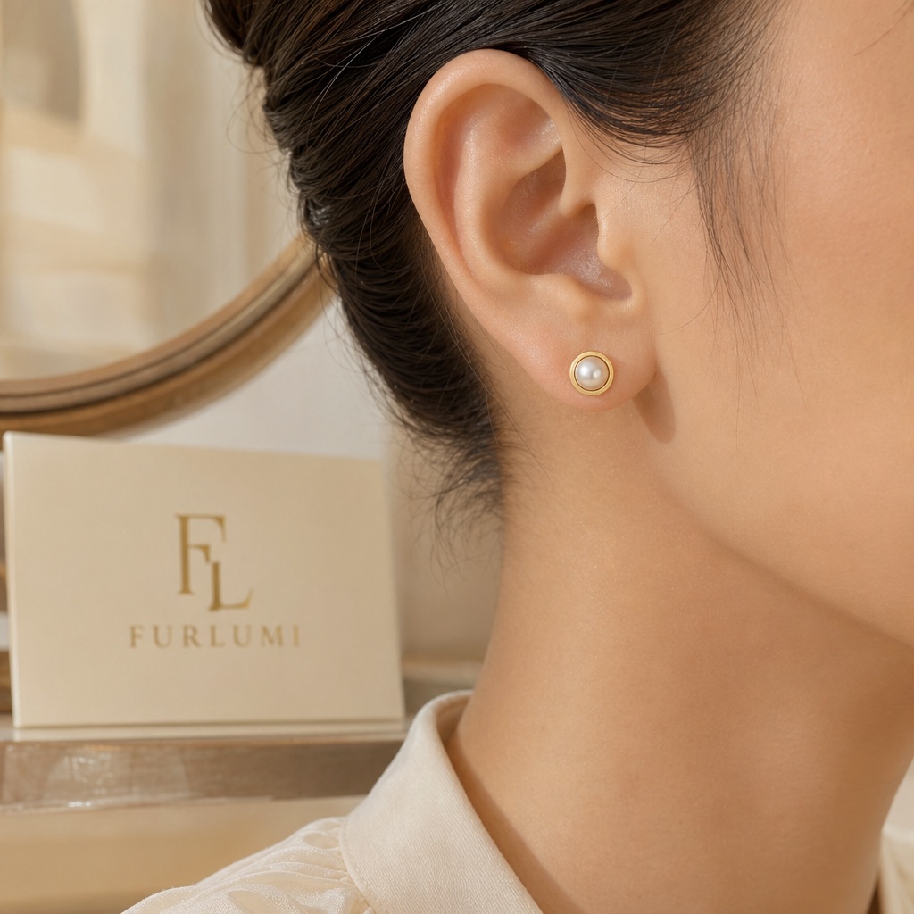 The Half Pearl worn close to the face.