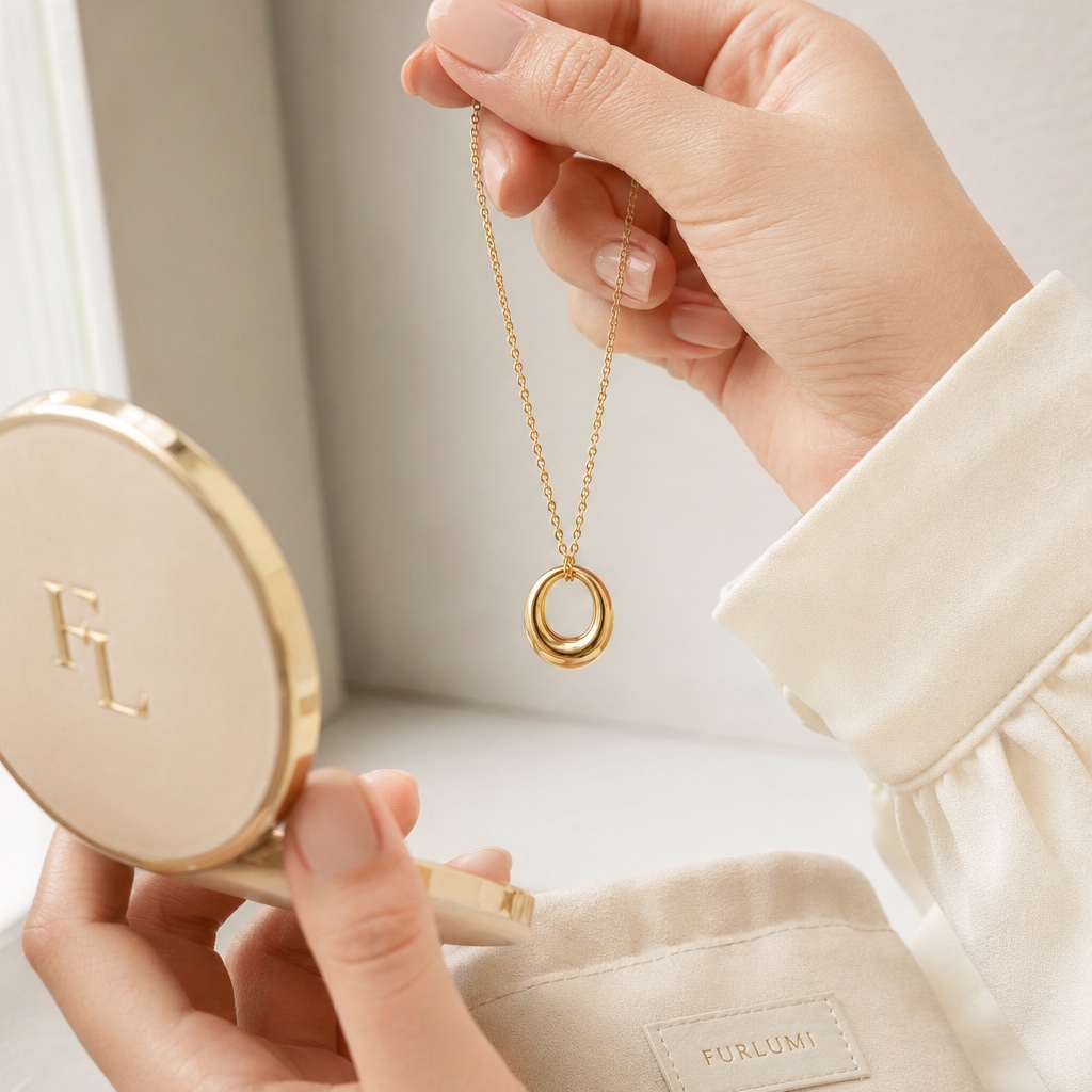 The Hollow Oval held lightly near a mirror.