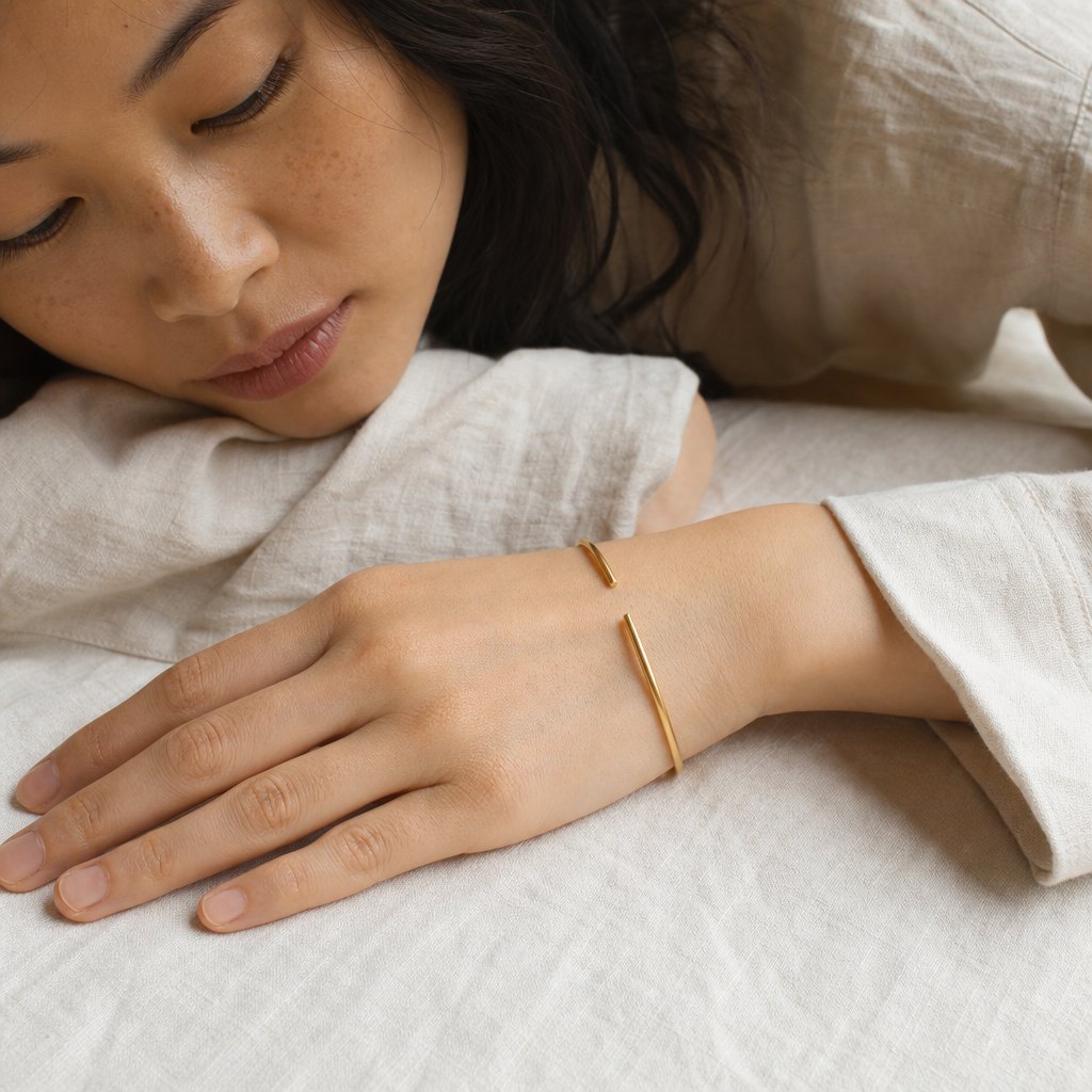 The Late Light Bangle wearing close image.
